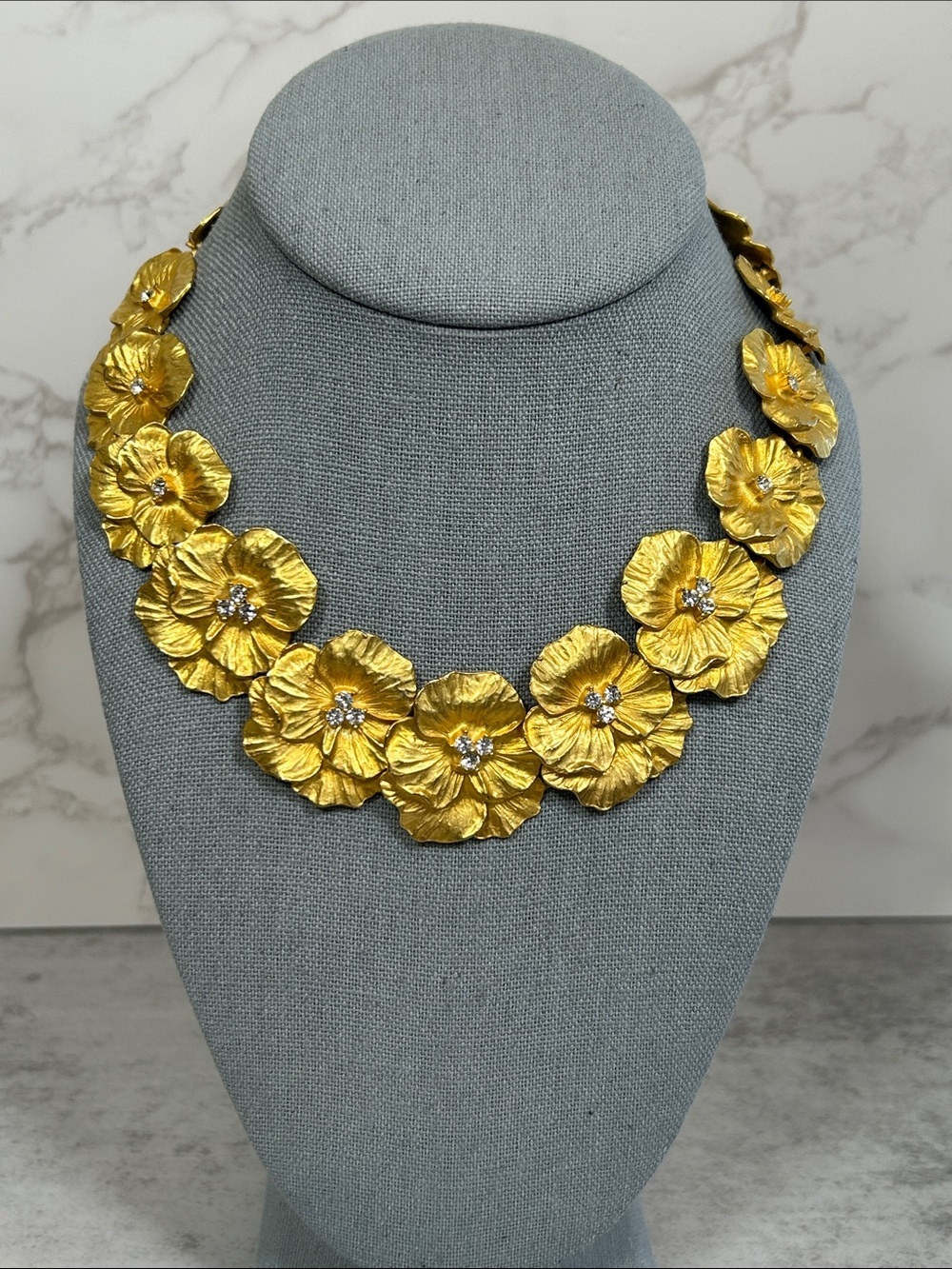 Vintage Gold Floral Statement Necklace